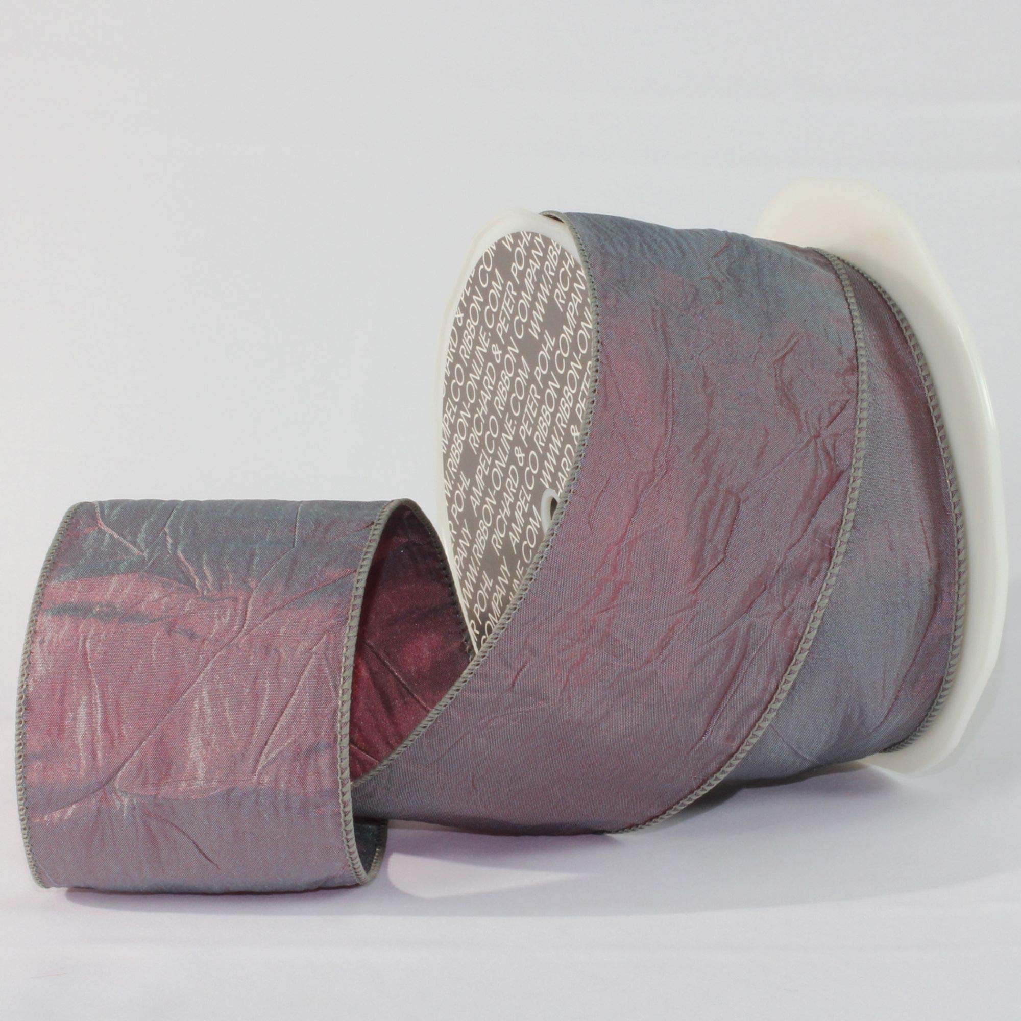 Amethyst Crinkled Satin Silk Wired Craft Ribbon - 3 Inch x 27 Yards Bulk Roll for Gift Wrapping, Floral Arrangements & DIY Wedding Decorations