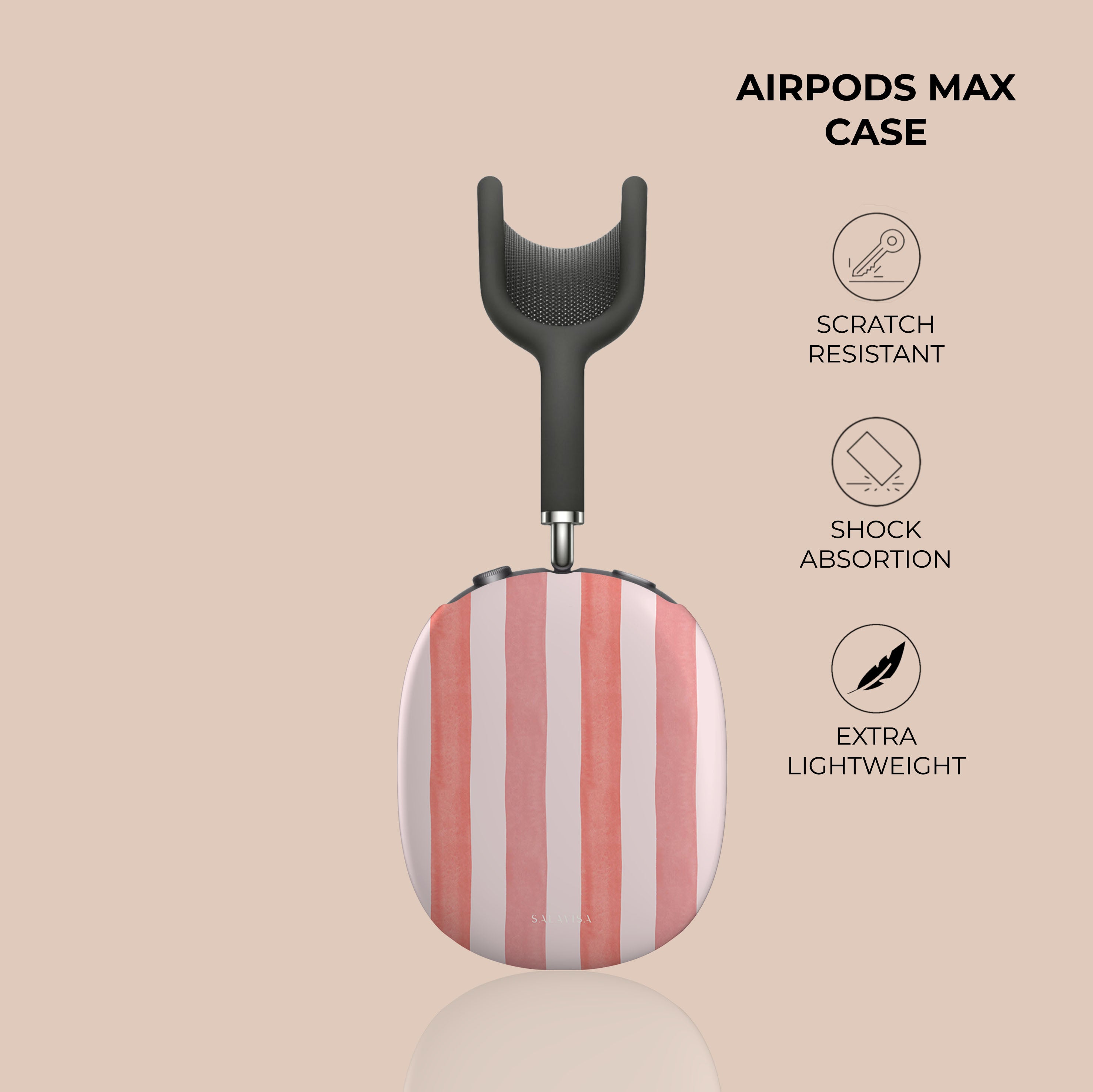 Premium Coral Stripe AirPods Max Protective Case - Shockproof & Scratch-Resistant Cover for Apple AirPods Max Headphones - Perfect for Travel, Gym & Daily Use