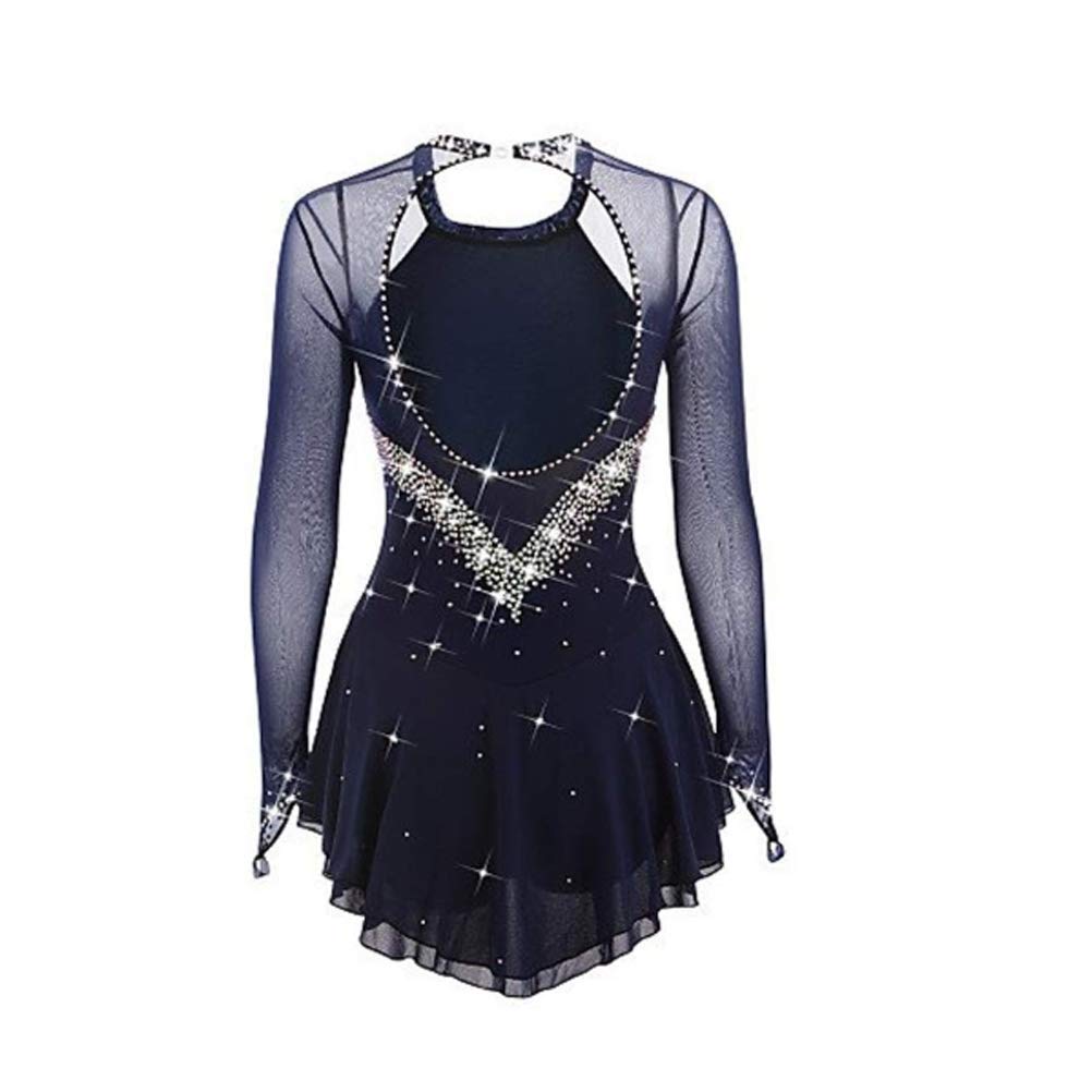 Girls' Figure Skating Dress - Breathable Handmade Long Sleeve Ice Skating Costume for Women & Teens - Perfect for Competitions, Performances & Ice Shows