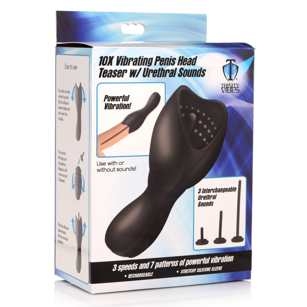 10X Vibrating Penis Head Teaser with Urethral Sounds - Powerful Male Adult Toy for Enhanced Pleasure & Prostate Stimulation - Perfect for Solo Play, Couples Fun & BDSM Exploration