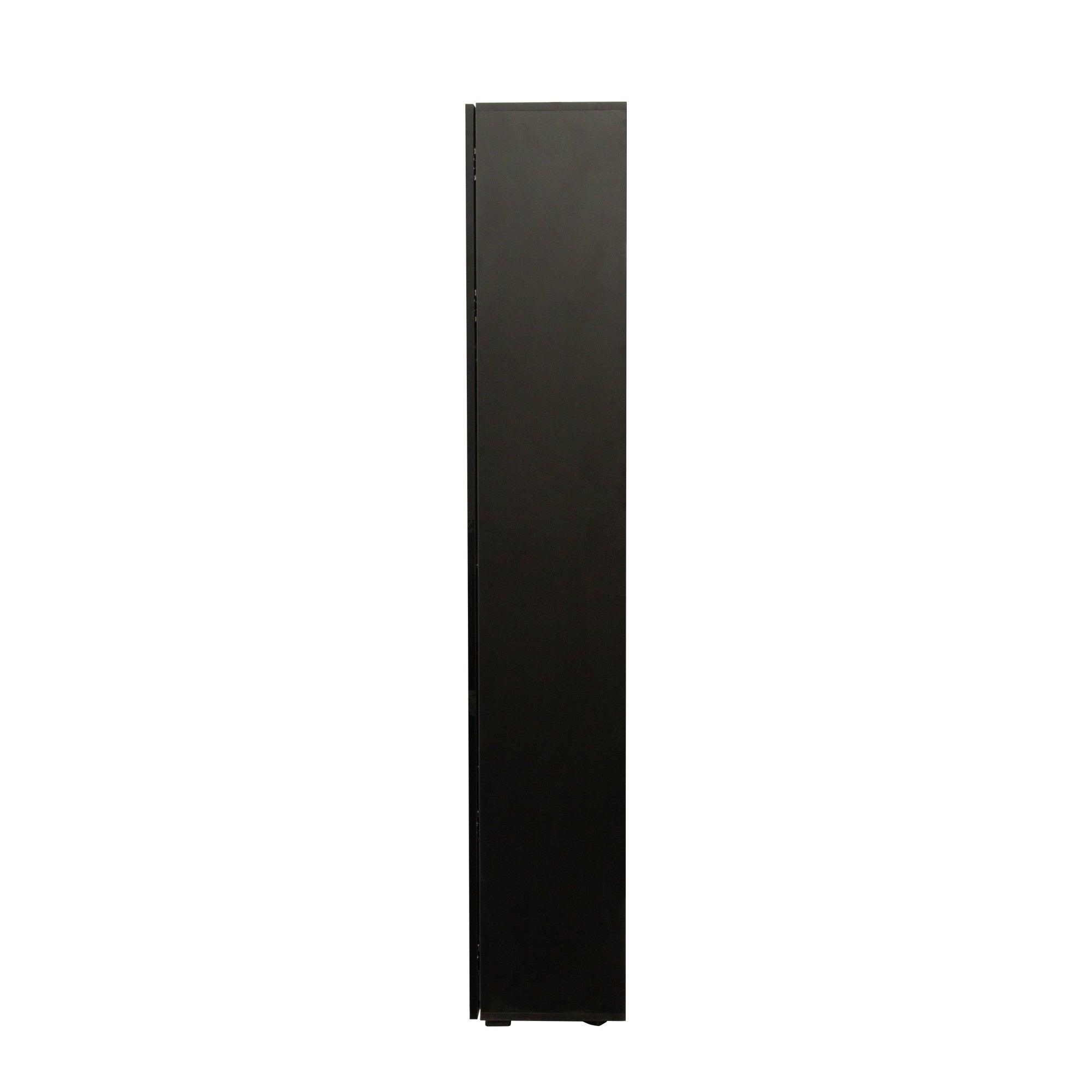 Modern Black Side Cabinet with Aluminum Strip LED Light - Spacious Storage for Living Room, Bedroom & Office Organization