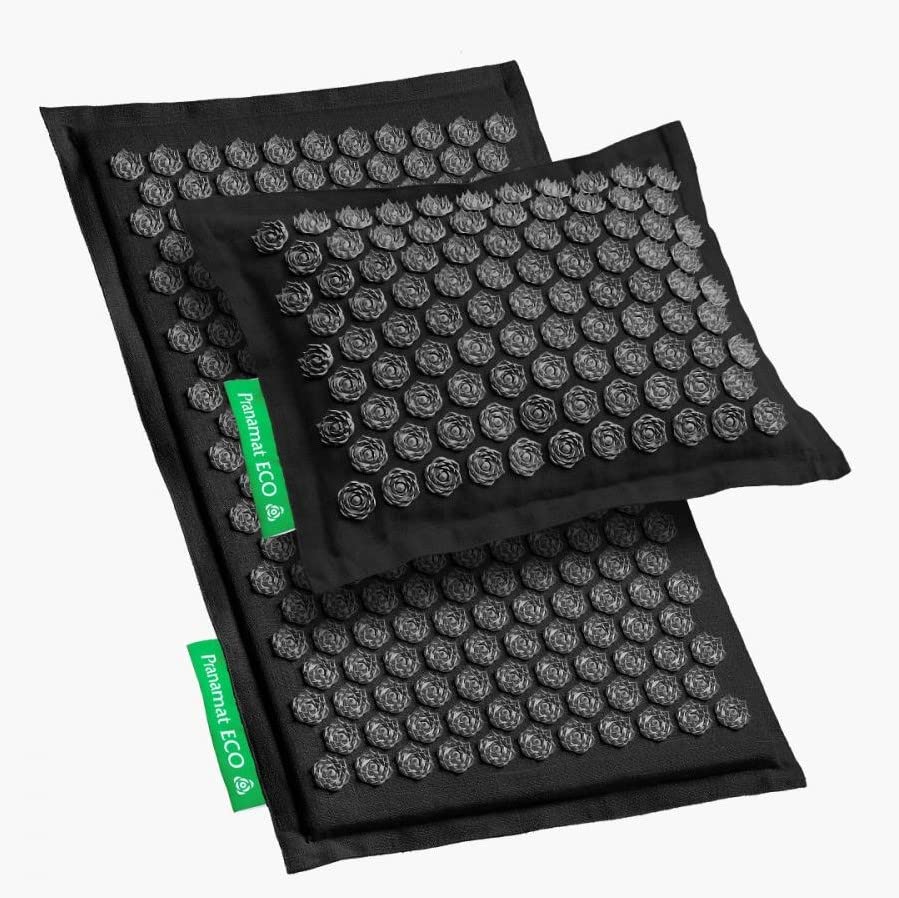 Pranamat Large Acupressure Mat with Pillow Set for Back Pain Relief & Better Sleep | Natural Eco-Friendly Materials | Handmade in Europe | Perfect for Home Yoga, Meditation & Stress Relief