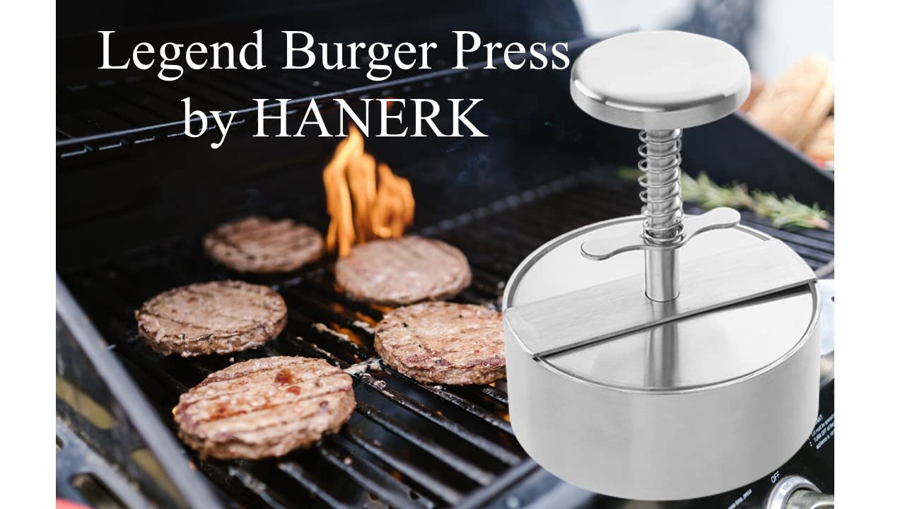 Commercial Grade 304 Stainless Steel Burger Press - 4.33 Inch Hamburger Patty Maker Mold for Perfect Homemade Burgers | Easy to Clean & Durable | Ideal for BBQ, Restaurants, and Home Cooking