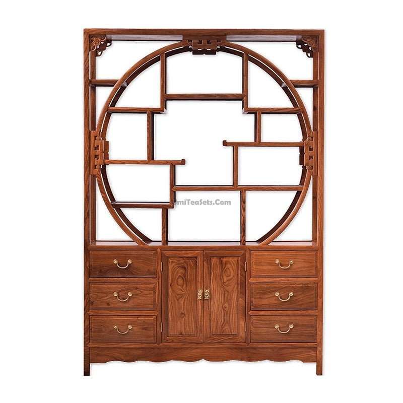 Exquisite Pterocarpus Erinaceus Wood Curio Display Cabinet Shelf - Handcrafted African Rosewood Showcase for Collectibles & Antiques - Perfect for Living Room, Study, or Office Decor