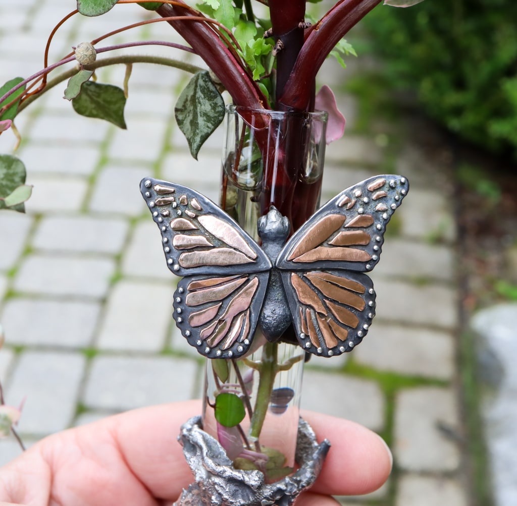 Monarch Butterfly Plant Vase - Handmade Ceramic Flower Pot for Indoor Plants - Perfect for Home Decor, Office Desk & Garden Butterfly Habitat