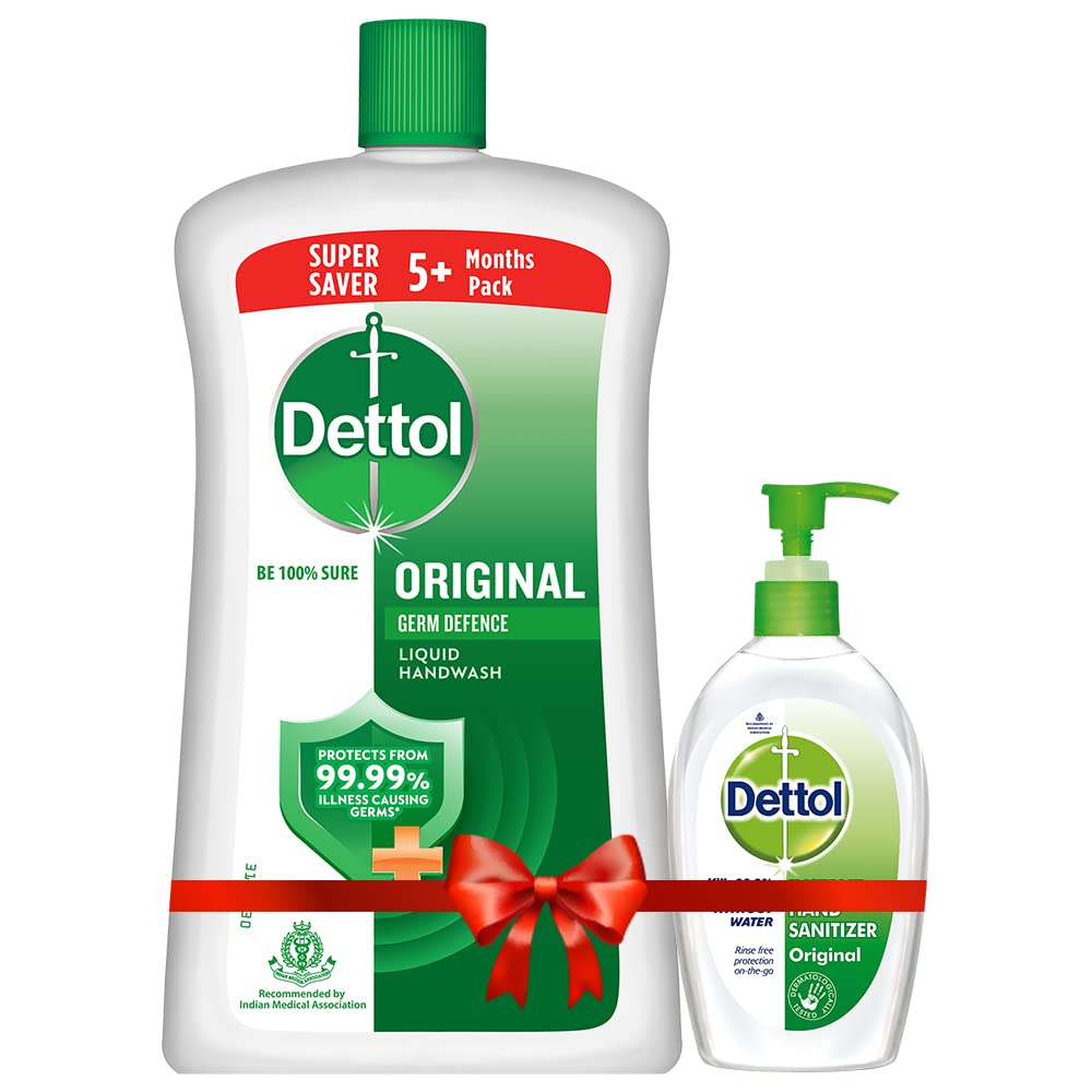 Dettol Original Liquid Hand Wash Refill 900ml & Instant Hand Sanitizer 200ml Bundle - Antibacterial Soap for Home, Office & Travel Use