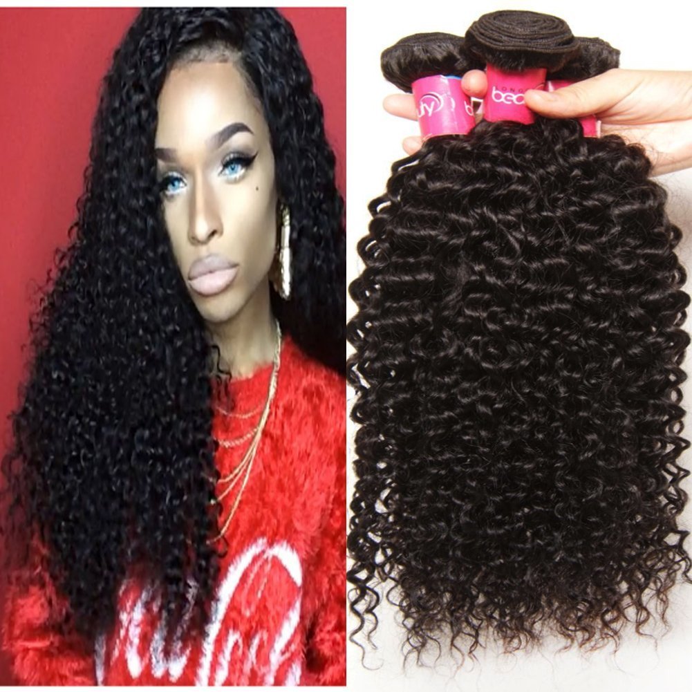 Klaiyi Hair Curly Bundles 100% Virgin Human Hair Extensions - 14 16 18 Inch Brazilian Weave for Natural Look | Perfect for Daily Styling, Parties & Special Occasions