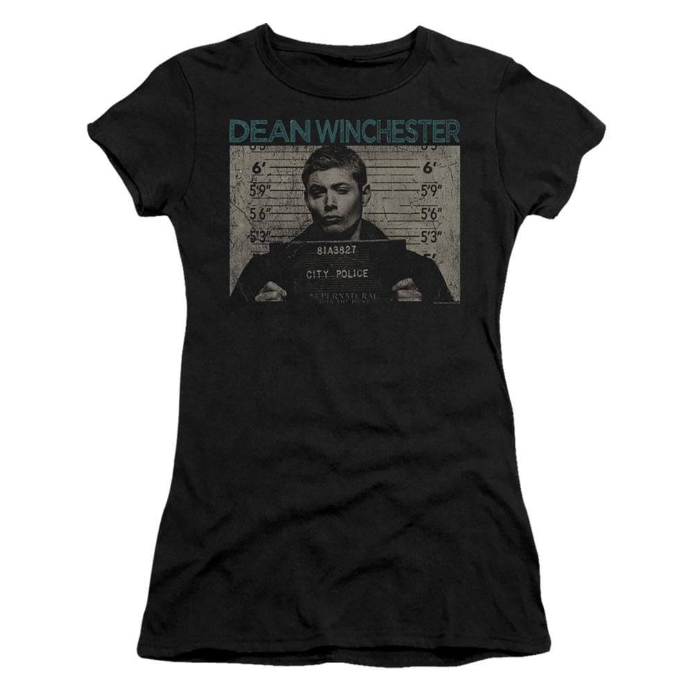 Supernatural Dean Winchester Mug Shot T-Shirt for Women & Juniors - Soft Cotton Tee for Fans, TV Show Merchandise, Casual Wear & Gift Ideas