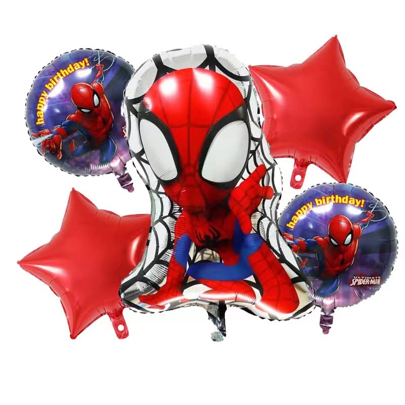 5PCS Superhero Spider-Man & Friends Birthday Party Foil Balloons - Kids Superhero Theme Party Decorations - Perfect for Birthday Celebrations, Baby Showers & Superhero Themed Events