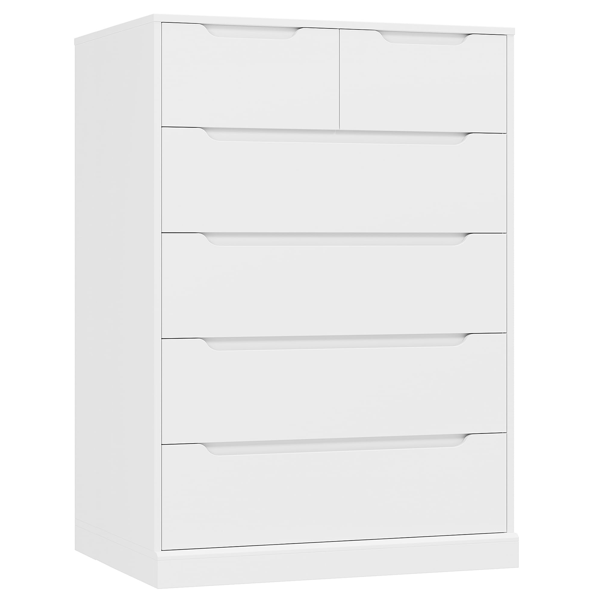 HOSTACK Modern 6-Drawer Dresser for Bedroom - Tall Wooden Storage Chest with Cut-Out Handles - Large Organizer Cabinet for Clothes, Toys & Home Essentials - Perfect for Living Room, Entryway, Nursery & Dorm - Classic White Finish