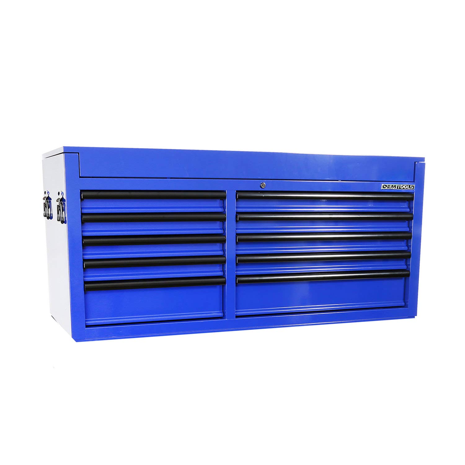 OEMTOOLS 24734 Professional 57-Inch 10-Drawer Tool Chest - Blue with Black Handles, Heavy Duty Steel Toolbox for Workshop & Garage Organization - Perfect for Mechanics, DIY Enthusiasts & Professional Technicians