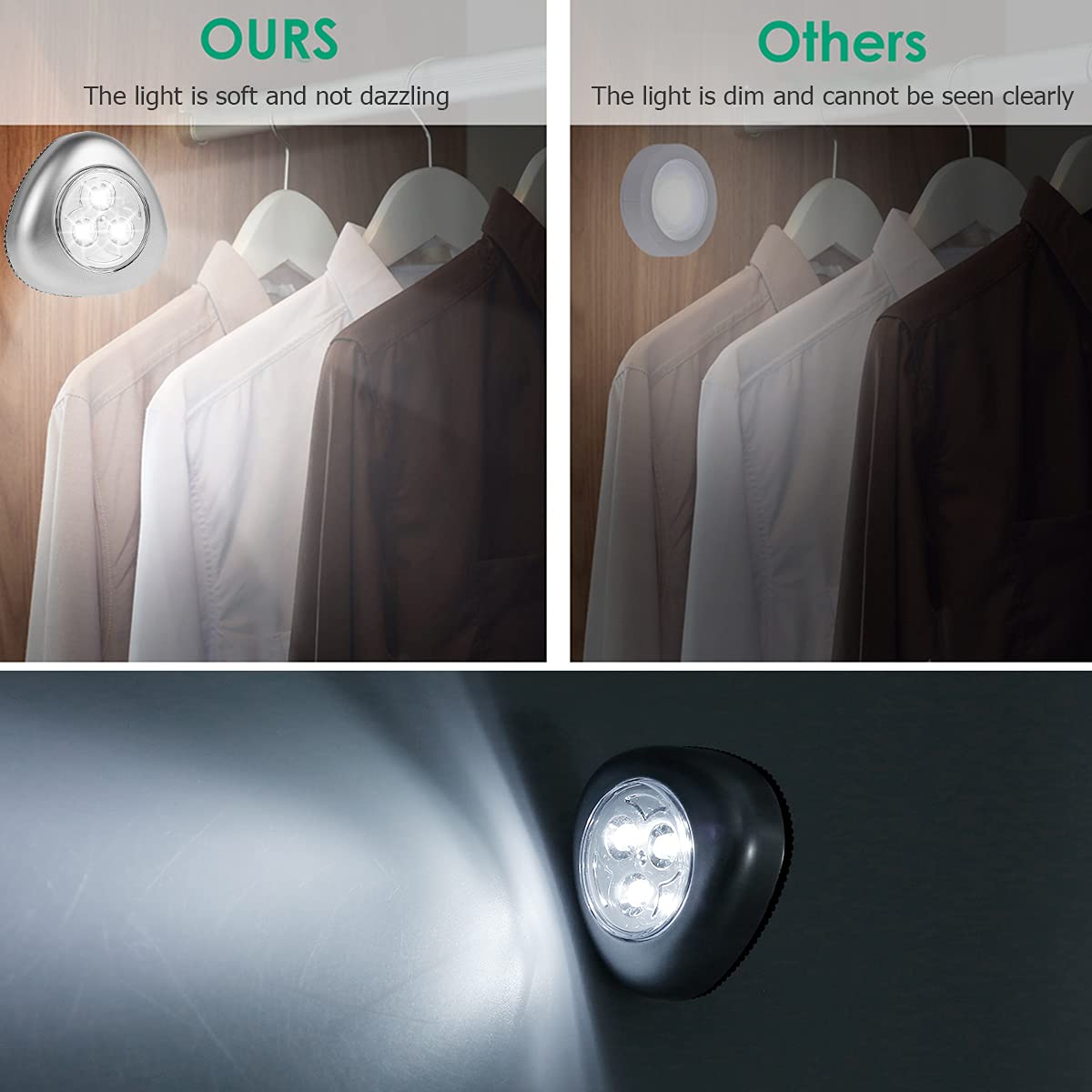 6pcs LED Touch Lights, Battery Powered Wireless Stick-On Night Light, Triangle Touch Lamp - Cordless, Touch Activated On/Off for Kitchen Cabinets, Closets, Stairs & Bedrooms (Perfect for Nighttime Safety & Convenience)