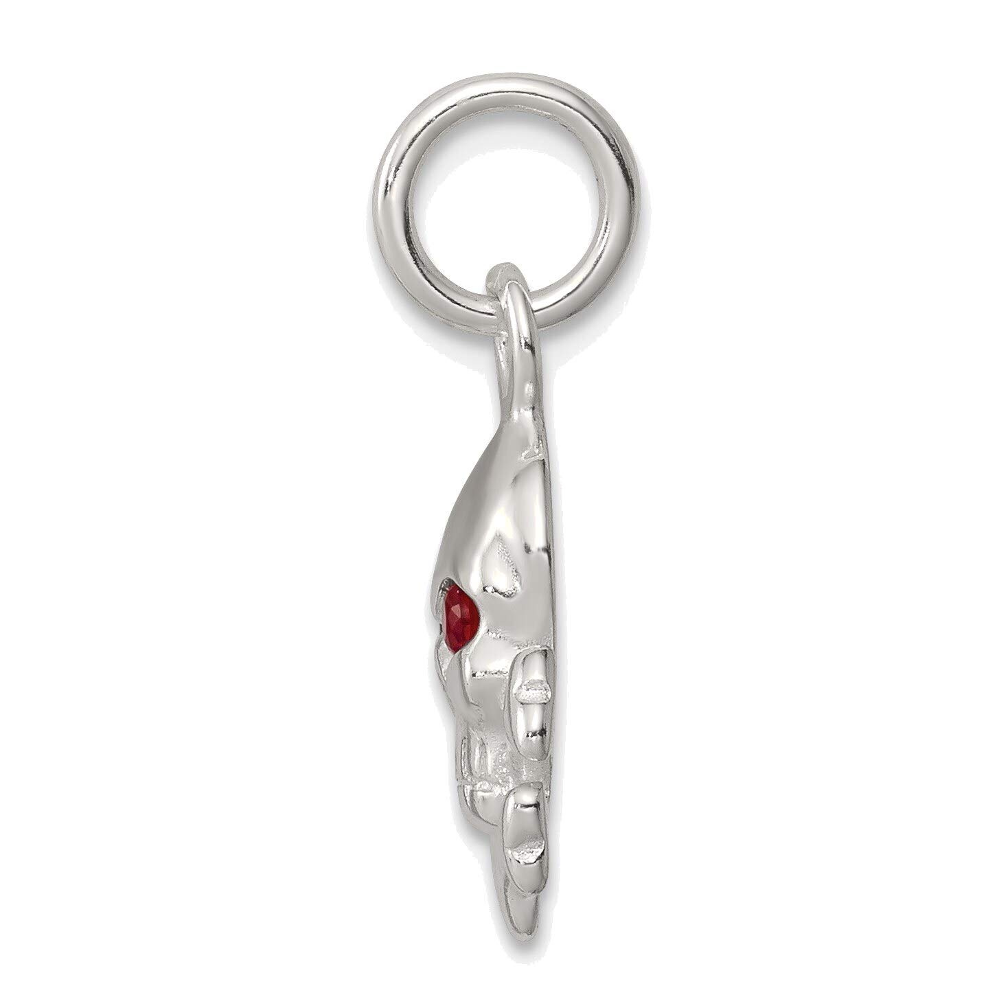 Sterling Silver Red CZ Skull Charm - Gothic Jewelry for Punk Fashion
