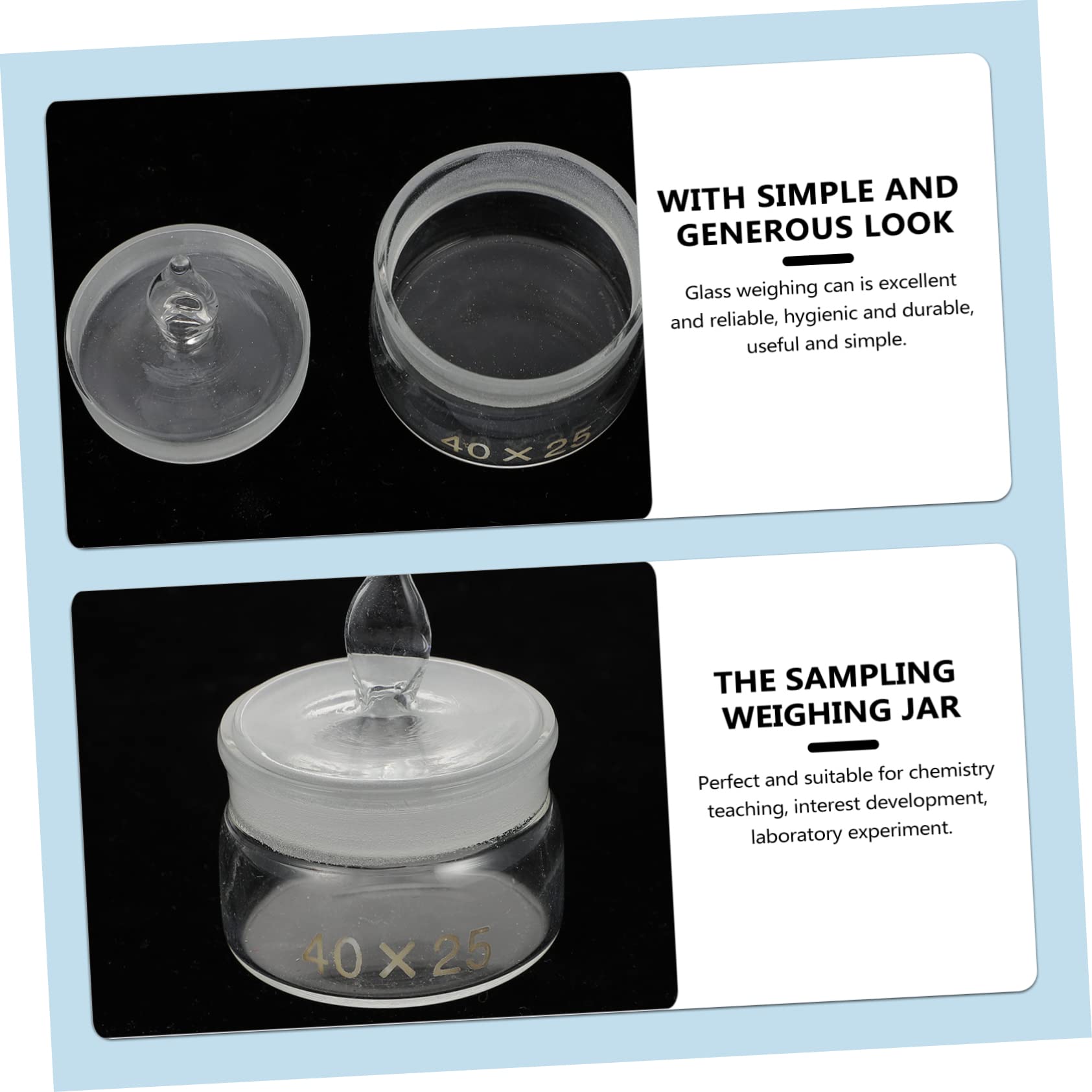 SOLUSTRE 2-Pack Glass Weighing Bottles with Graduations - 50ml Lab Sample Bottles, Weighing Flask & Holder for Chemistry Experiments, Scientific Research, and Precise Liquid Measurements in Laboratories