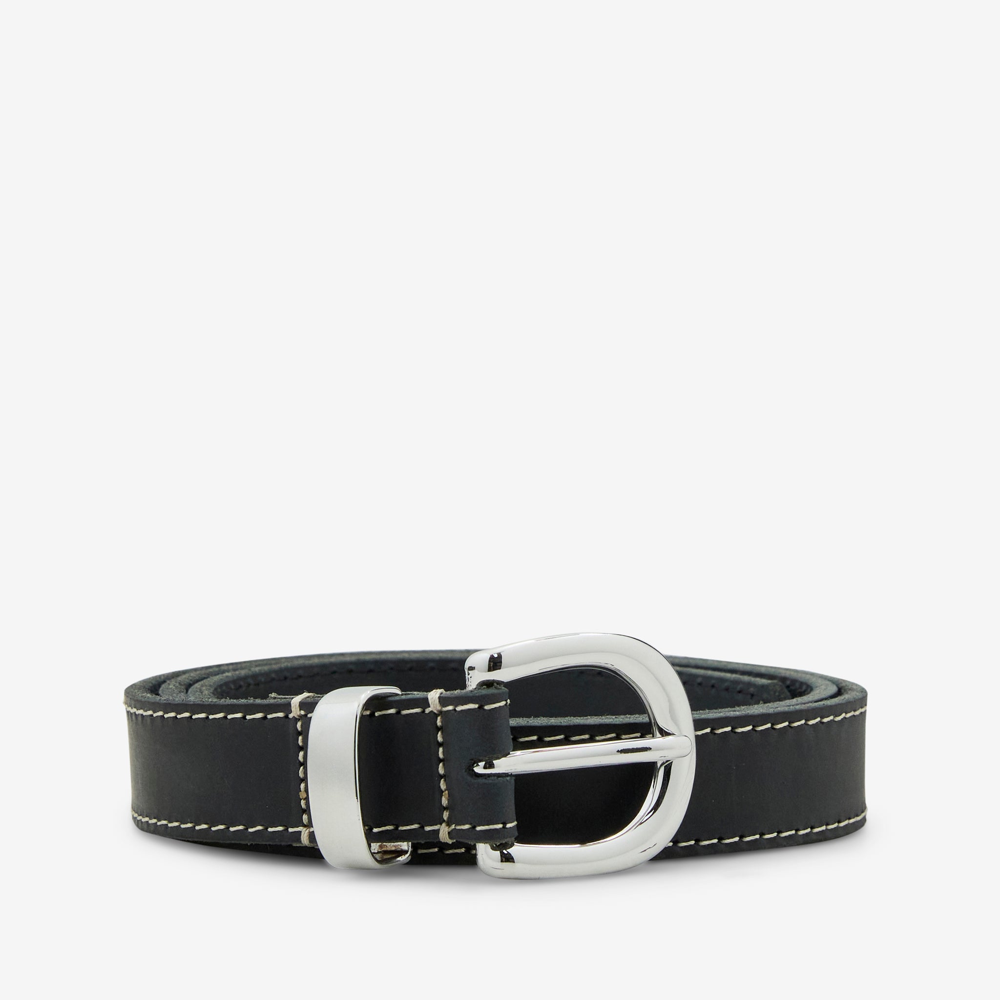 Forte Contrast 2.5cm Wide Black Leather Belt for Men & Women | Stylish Fashion Accessory for Jeans, Dresses & Office Wear