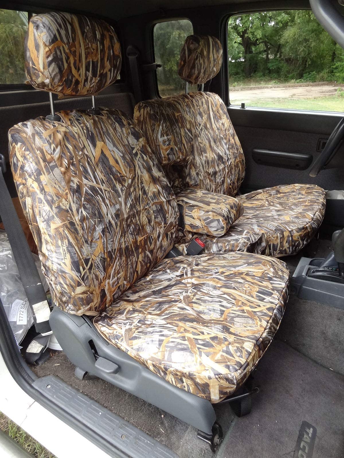 Premium Durafit Seat Covers for 1995-2000 Toyota Tacoma - Custom Fit 60/40 Split Bench Front Seat with Armrest & Shifter Cutout | Waterproof Savanna Camo Endura Fabric | Perfect for Off-Roading, Hunting & Outdoor Adventures