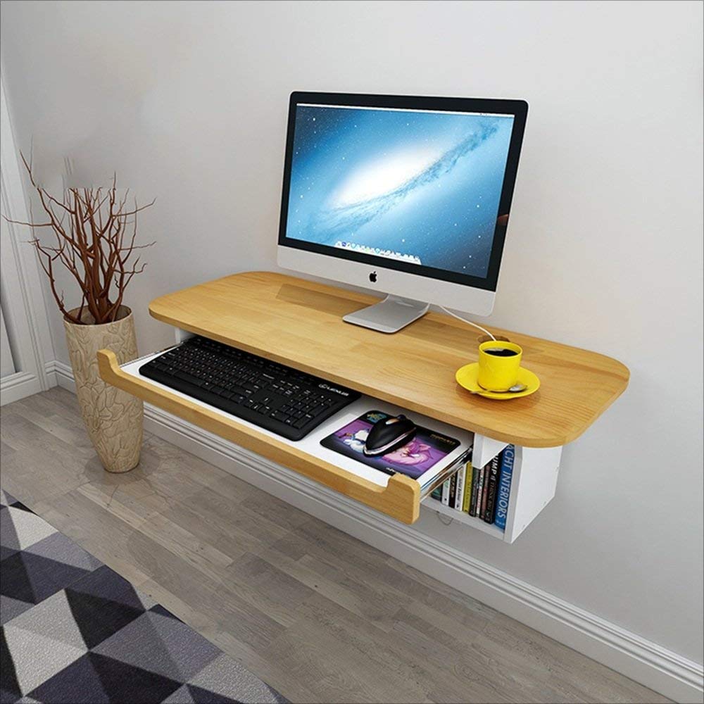 Space-Saving Folding Wall Mount Computer Desk - 96cm Compact Office Desk for Small Spaces, Bedroom Corner Desk, Home Office & Study Use