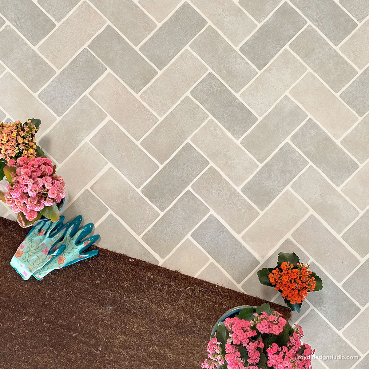 Herringbone Brick Wall Stencil - DIY Home Decor Painting Template for Walls, Floors & Furniture | Perfect for Farmhouse, Industrial & Vintage Style Projects