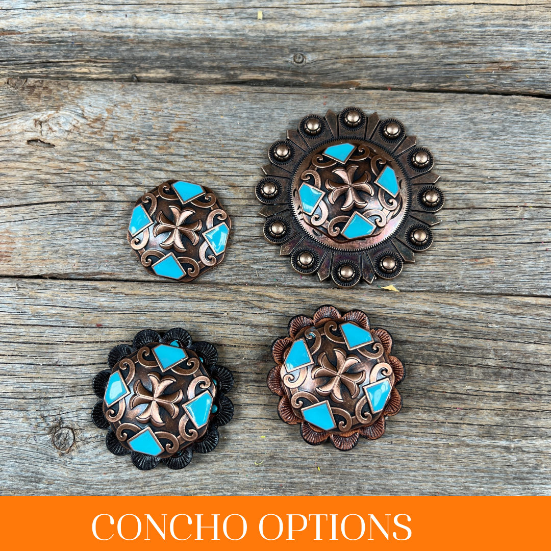 Authentic Copper Turquoise Western Concho Belt Buckle W104 - Handcrafted Native American Style Jewelry for Cowboy Boots, Belts & Western Fashion Accessories