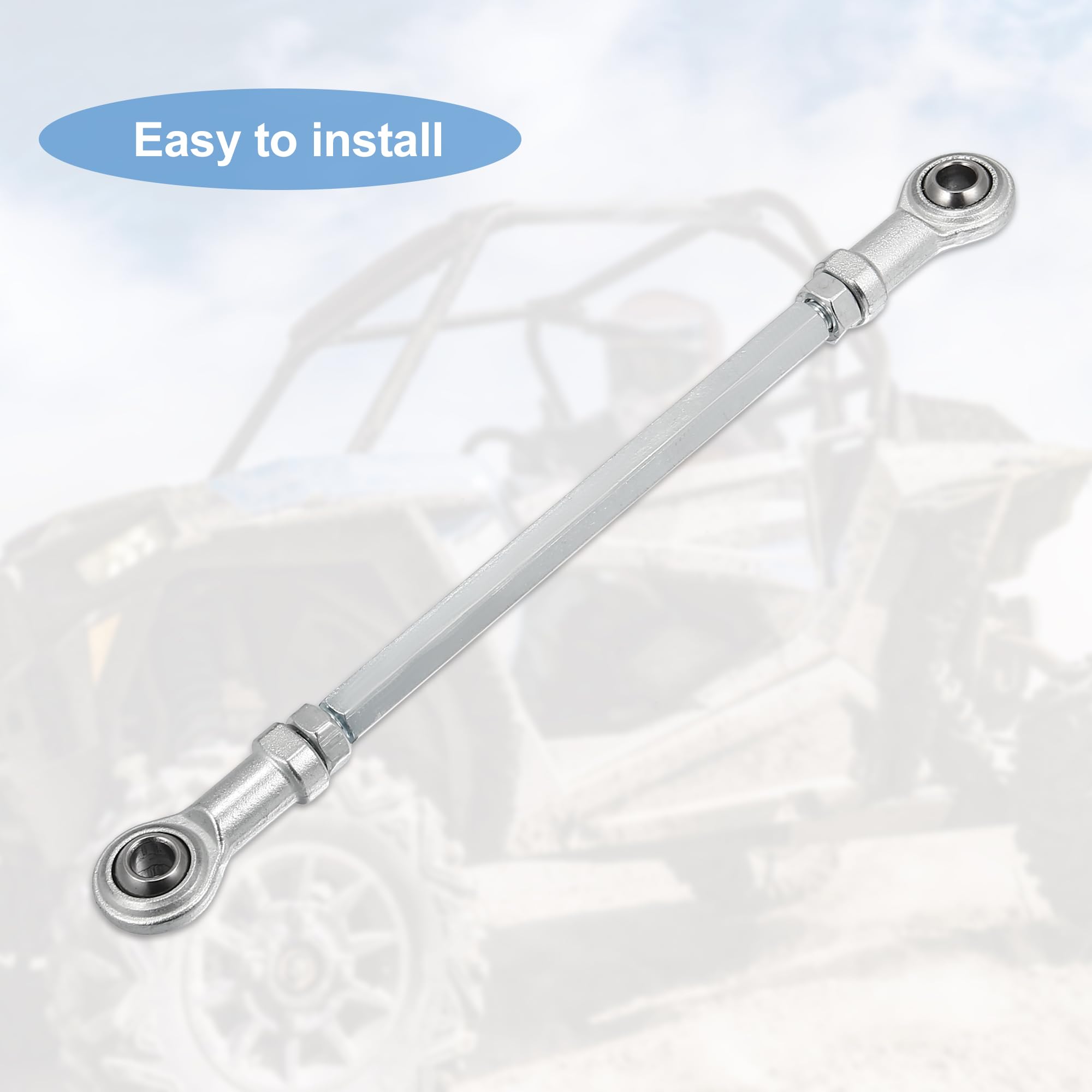 Motoforti 2pcs 185mm Adjustable Steering Tie Rod Ball Joint with 8mm Hole Diameter for 49cc Electric ATV & Go Kart - Silver Tone | Perfect for Steering Column & Suspension Upgrades | Ideal for Off-Roading, Racing & DIY Kart Maintenance