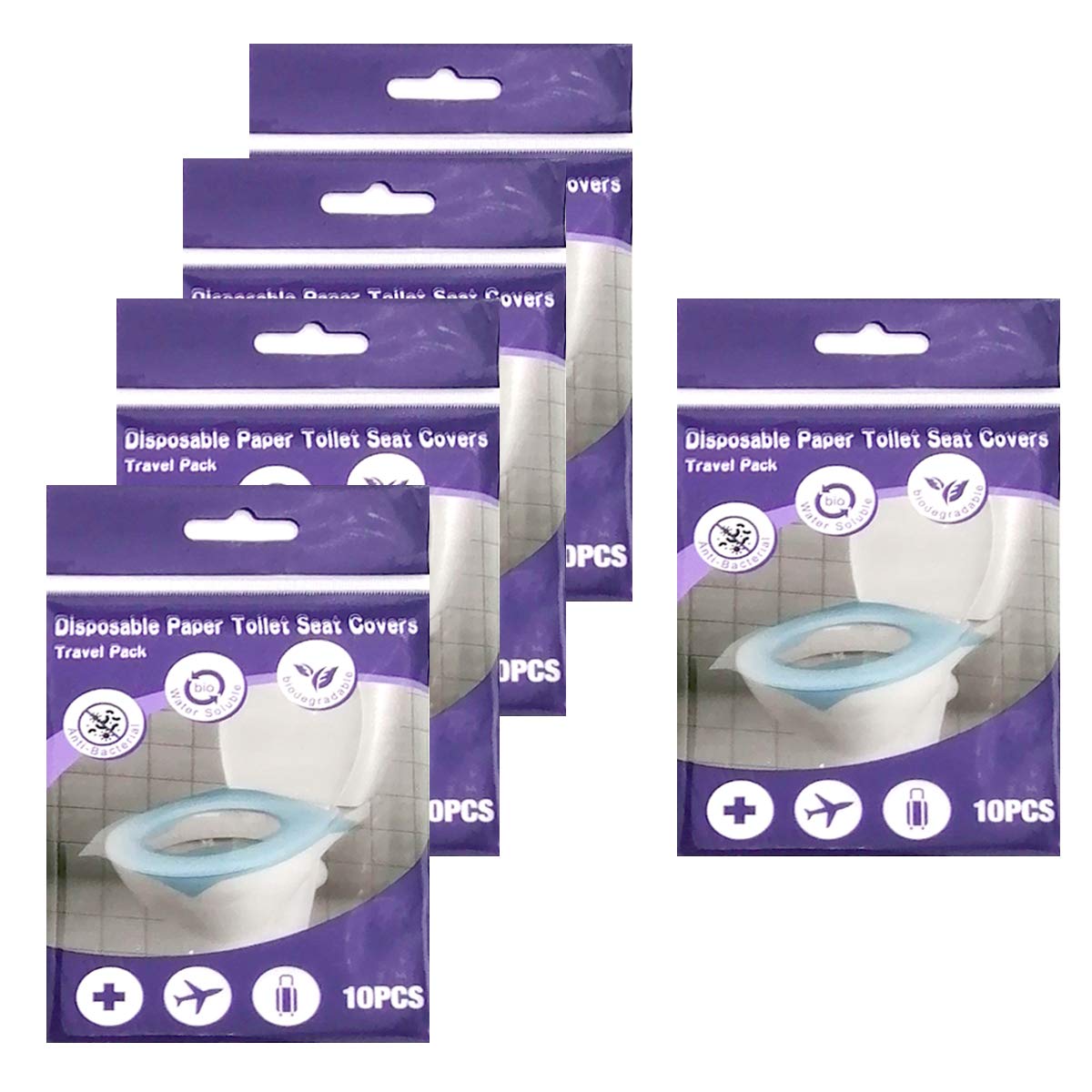 Disposable Toilet Seat Covers Travel Pack - 50 Count Flushable Sanitary Covers for Kids, Toddlers & Adults | Portable Hygiene Solution for Travel, Camping, Public Restrooms & Potty Training | BPA-Free Virgin Material