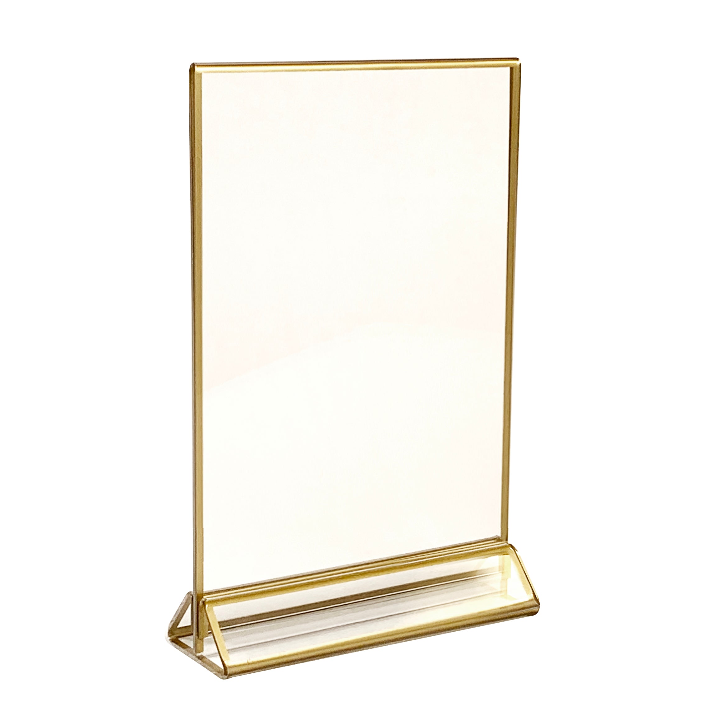 5x7 Gold Trim Acrylic Sign Holders - Set of 6 | Perfect for Restaurant Menus, Retail Displays & Wedding Table Numbers