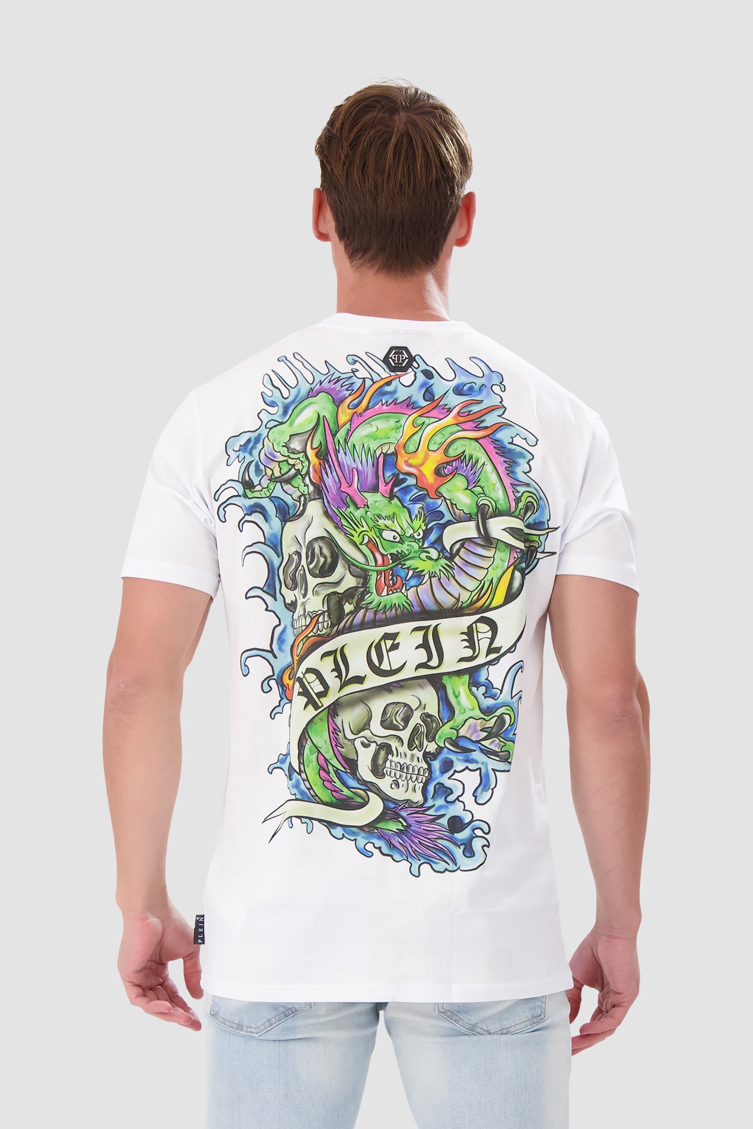 Philipp Plein Men's Round Neck Short Sleeve Tattoo Print T-Shirt - Casual Streetwear for Everyday Wear & Urban Fashion