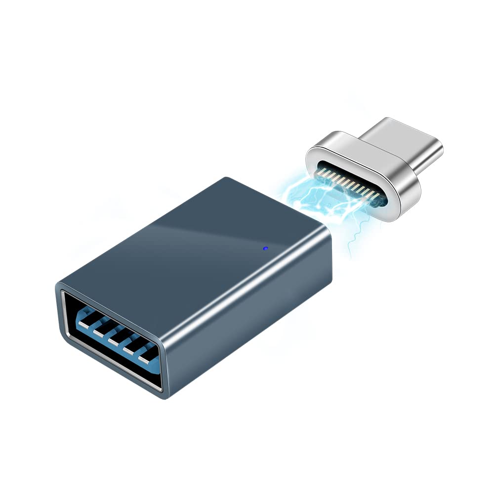 Magnetic USB C to USB 3.0 Adapter Converter - 24Pin USB-C Male to USB-A Female Cable - Compatible with MacBook Pro, Laptop, Tablet & Smartphone (Perfect for Data Transfer, Charging & Connecting USB Devices)