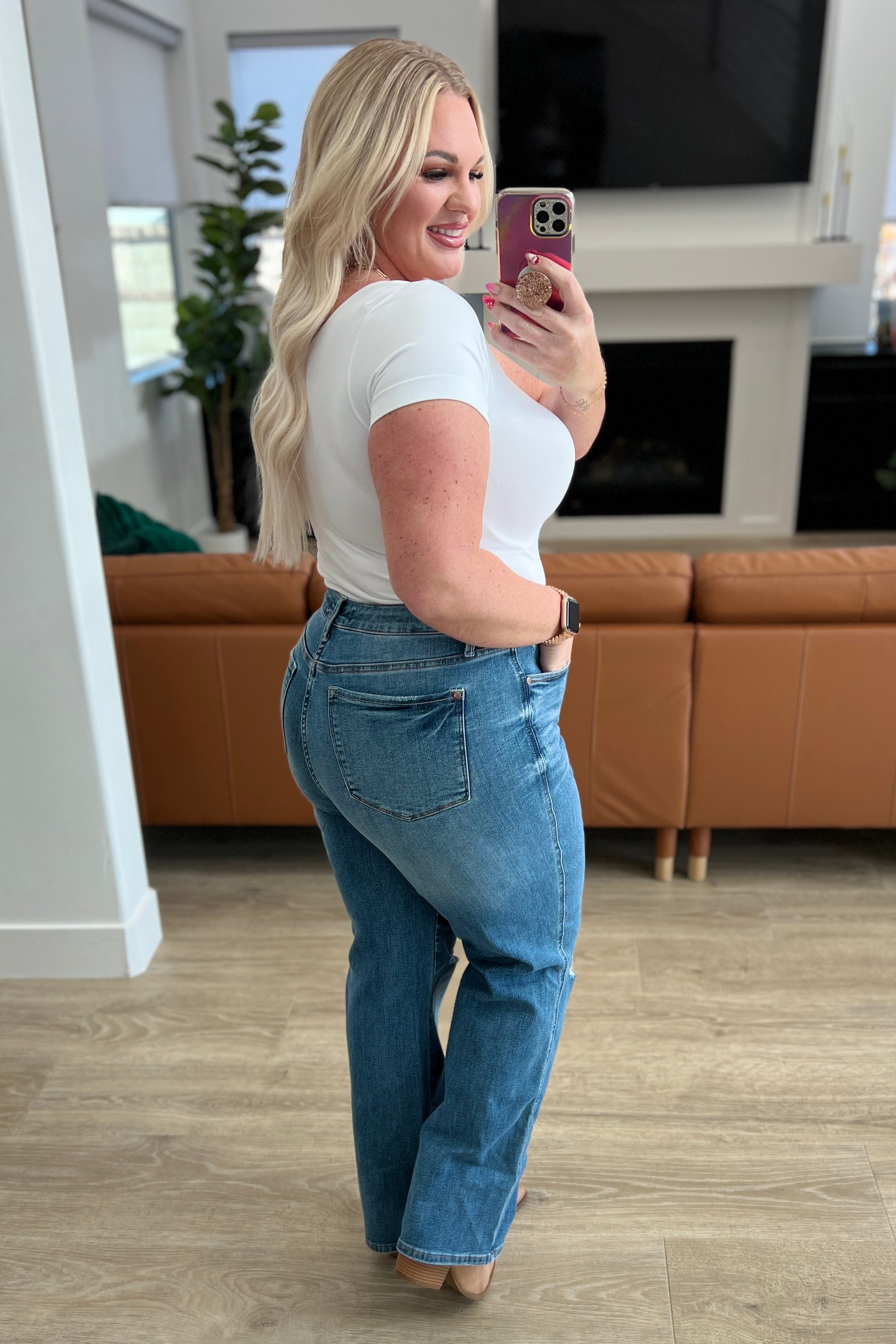 Bree High Rise Control Top Distressed Straight Jeans for Women - Slimming Stretch Denim Pants | Perfect for Casual Outfits, Date Nights & Everyday Wear