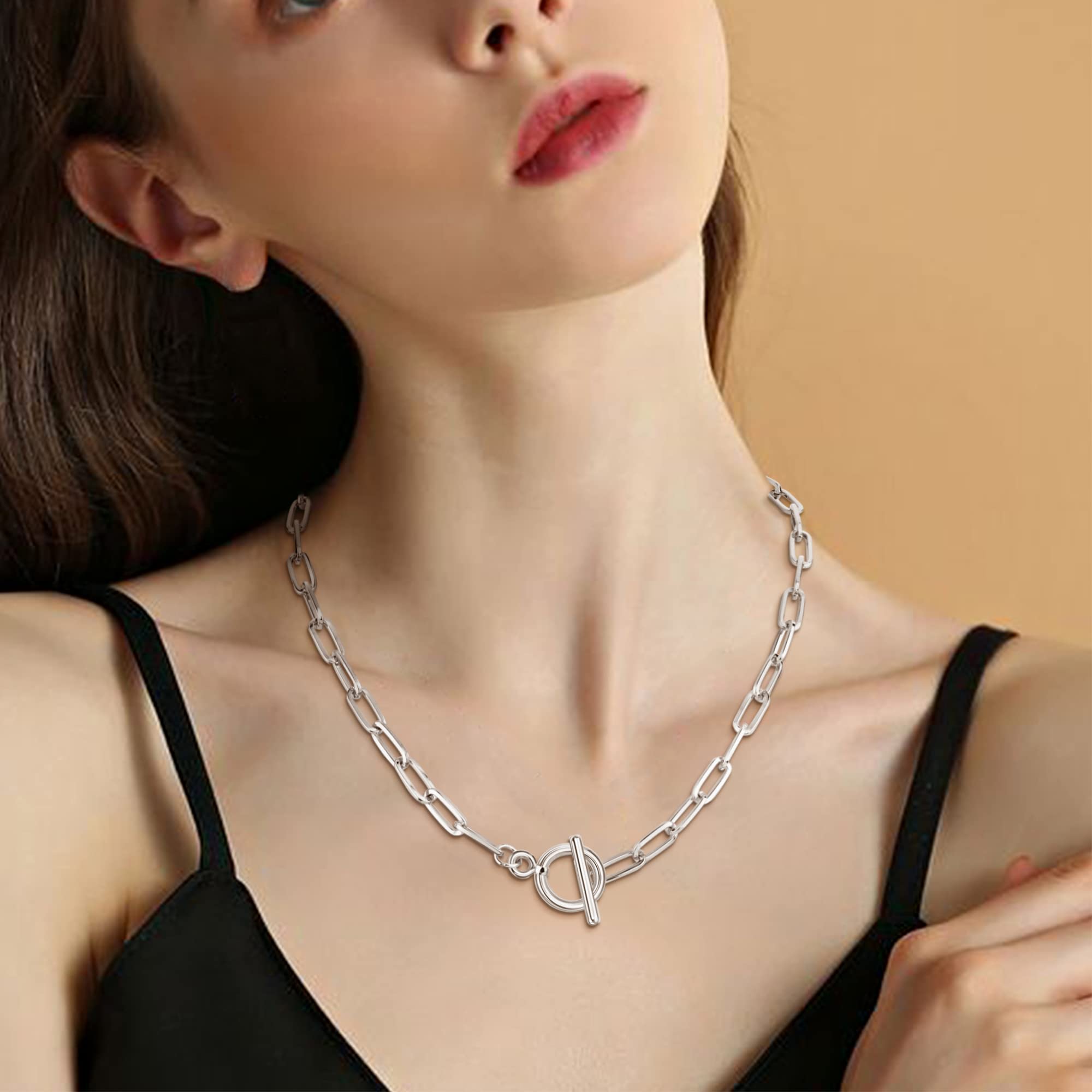 Sanfenly Women's Gold Jewelry Set - Layered Necklace, Chunky Bracelet & Knuckle Ring | Elegant Costume Accessories for Parties, Weddings & Daily Wear