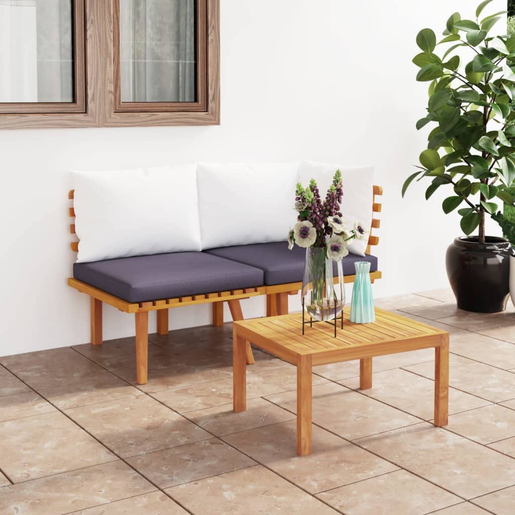 2-Piece Patio Lounge Set with Cushions - Outdoor Furniture for Garden, Pool, Backyard - Durable Acacia Wood - Perfect for Relaxing, Sunbathing & Entertaining Guests