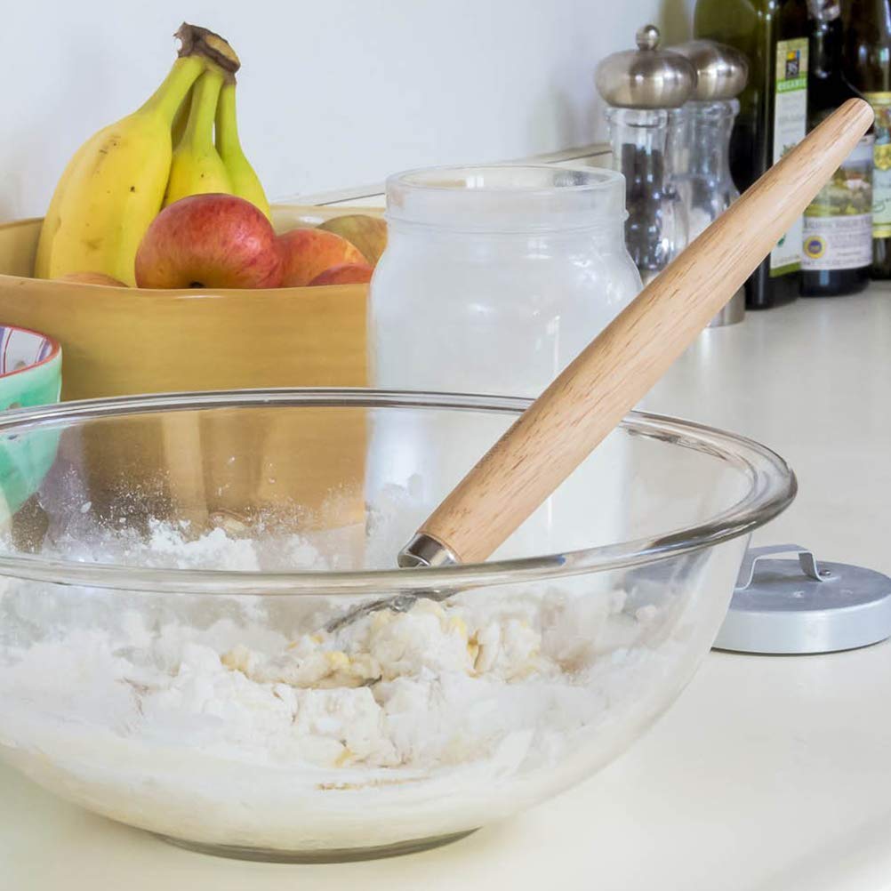 DOITOOL 2-Piece Stainless Steel Egg Beater with Wooden Handle - Durable Flour Mixer, Cream Whisk & Kitchen Blender for Baking, Cooking & Dessert Making - Perfect for Cakes, Cookies & Pastries