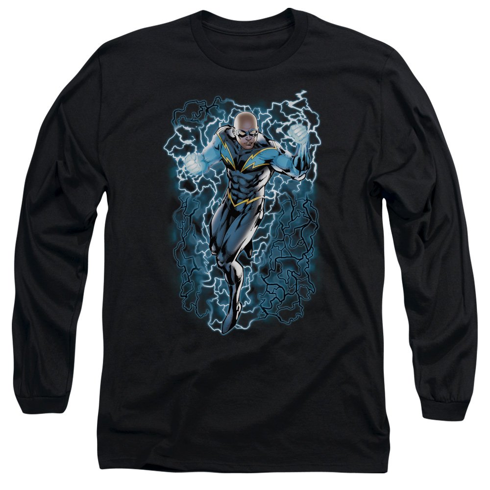 JLA Black Lightning Bolts Graphic Long-Sleeve T-Shirt for Men & Women | DC Comics Superhero Unisex Tee | Casual Wear, Cosplay & Comic-Con Outfits