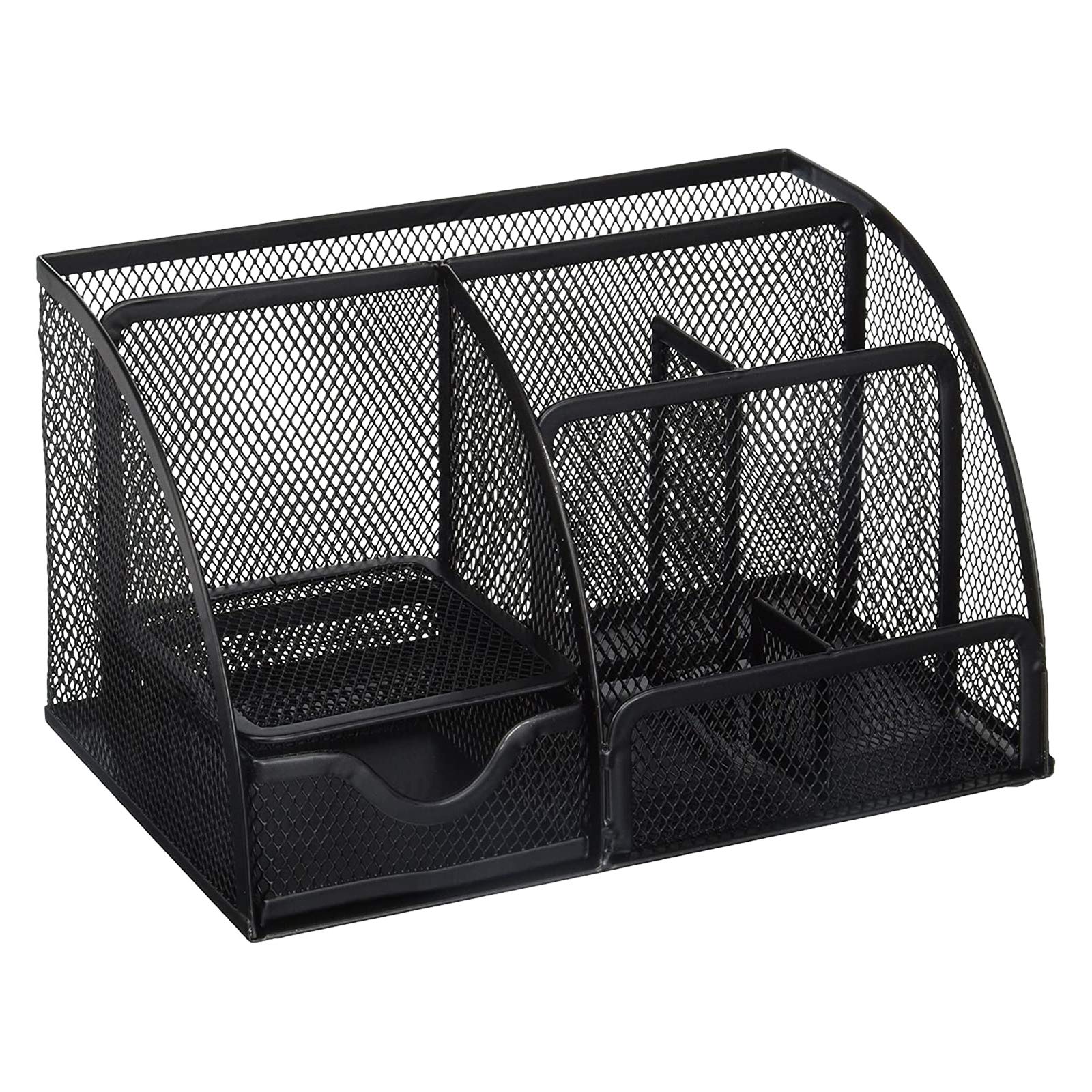 Mesh Desk Organizer with 6 Compartments & Drawer - Pen Holder, Office Supplies Organizer for Home, School, Office - Perfect for Organizing Stationery, Files & Small Items on Your Workspace