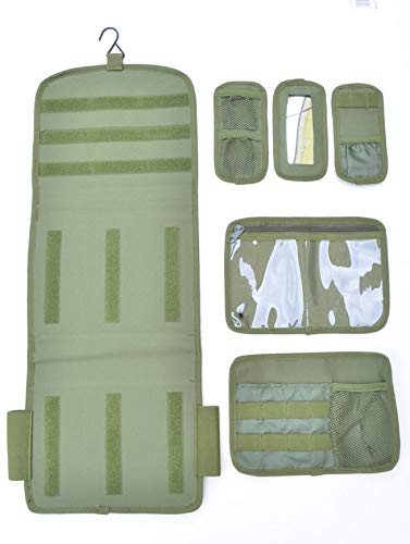 Tactical MOLLE Toiletry Bag for Camping & Travel - Durable Military Wash Kit with Pouch Organizer - OD Green - Perfect for Outdoor Adventures, Hiking & Survival Gear