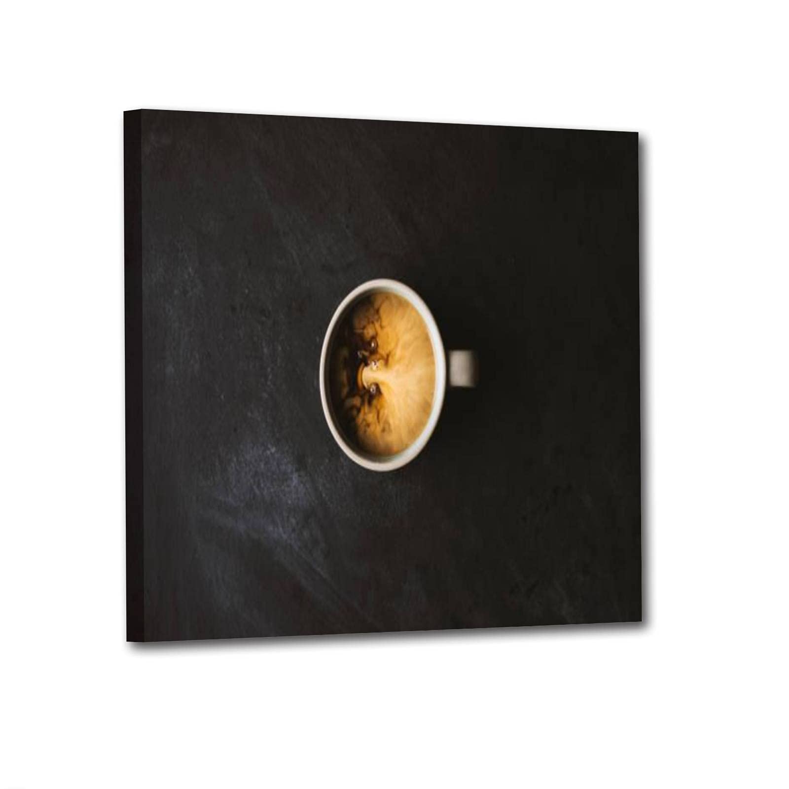 Modern Coffee with Milk Wall Art Canvas Print - Stretched & Framed Square Painting for Living Room Decor | Kitchen & Cafe Style Home Decoration