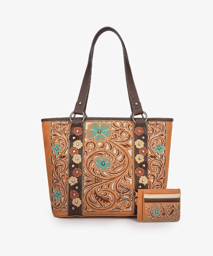 Montana West Embroidered Floral Cut Out Tote Bag for Women - Stylish Handbag for Work, Travel & Shopping