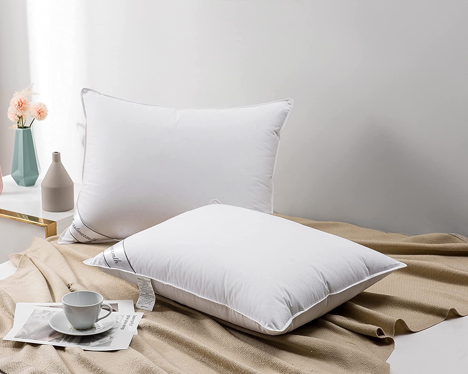 Premium King Size Goose Down Feather Pillow - Hotel Collection for Back, Stomach & Side Sleepers - 20x36 Inches White - Ultra Soft & Supportive - Perfect for Luxury Bedrooms, Guest Rooms & Hotels (1 Pack)