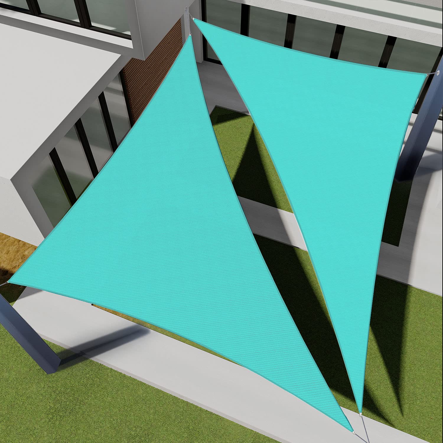 E&K Sunrise 11' x 25' x 27' Right Triangle Sun Shade Sail - UV Block Canopy Cover with Hardware Kit for Outdoor Pergola, Patio, Backyard, Garden & Deck - Perfect for Summer Shade & Outdoor Relaxation (Turquoise)