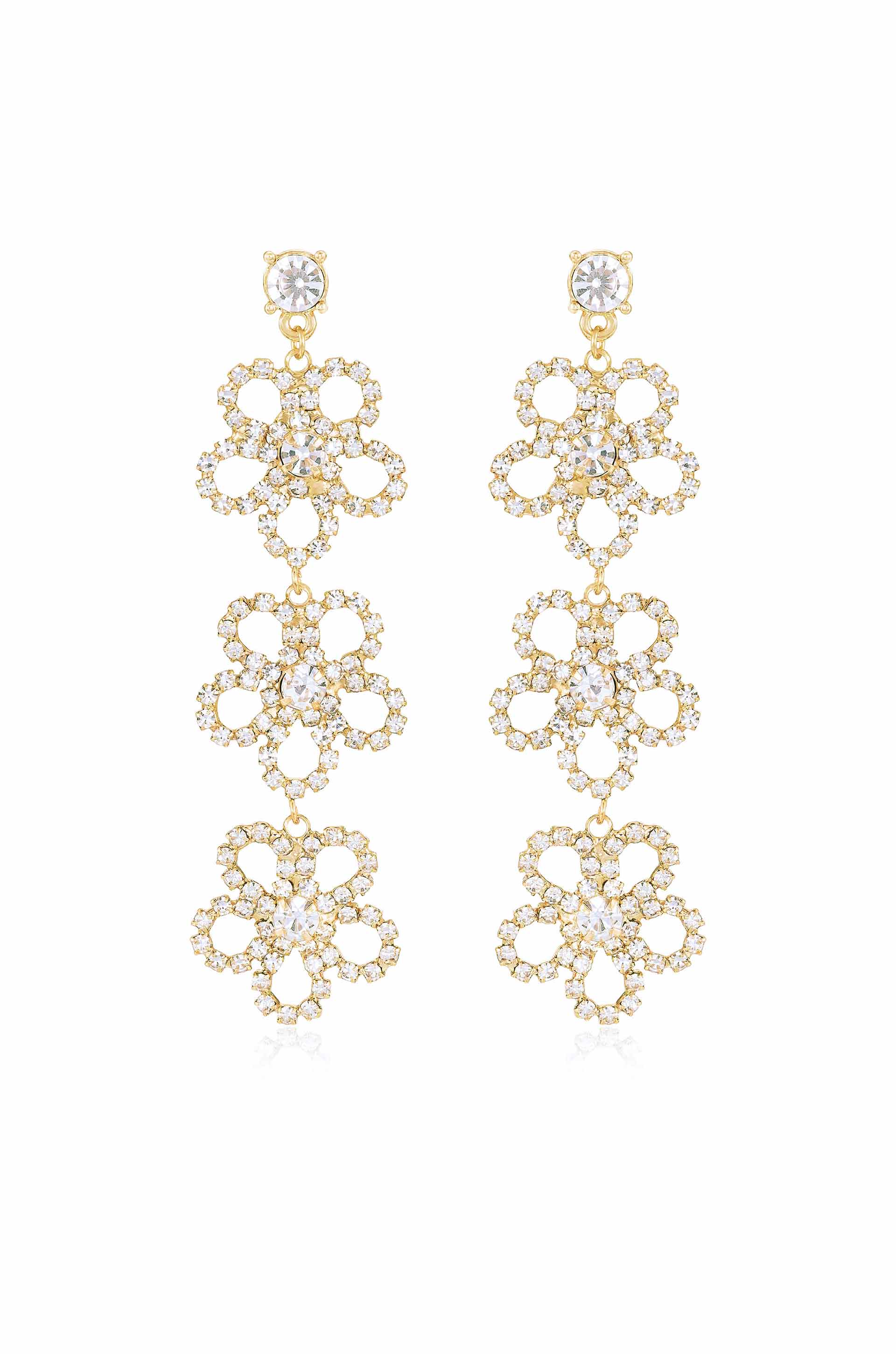 Flower Power Triple Drop Earrings for Women - Boho Chic Dangling Floral Jewelry - Perfect for Weddings, Parties & Everyday Wear