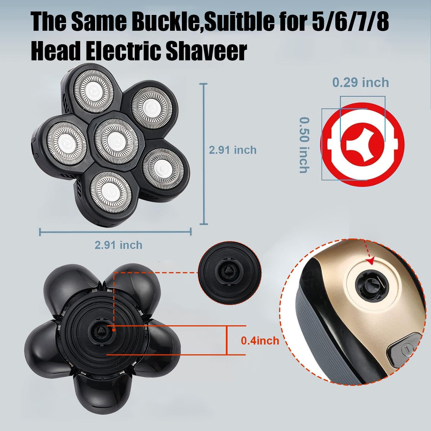 2PCS 6 Heads Electric Shaver Replacement Heads - Stainless Steel Rotary Blades Refills for Men's Electric Razors | Perfect for Travel, Home & Daily Grooming