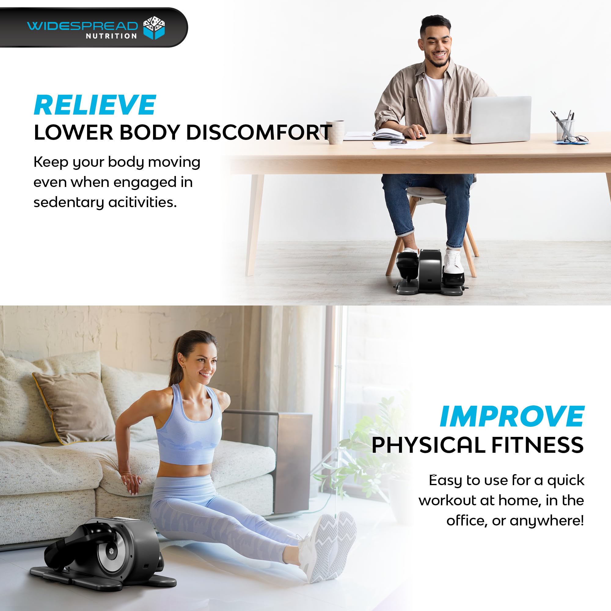 Under Desk Elliptical Machine - Electric Seated Leg Exerciser with Remote, 12 Speed Levels, Forward/Reverse Motion, Manual & Auto Modes for Home & Office - Compact Mini Elliptical Trainer for Workout While Sitting at Desk or Watching TV