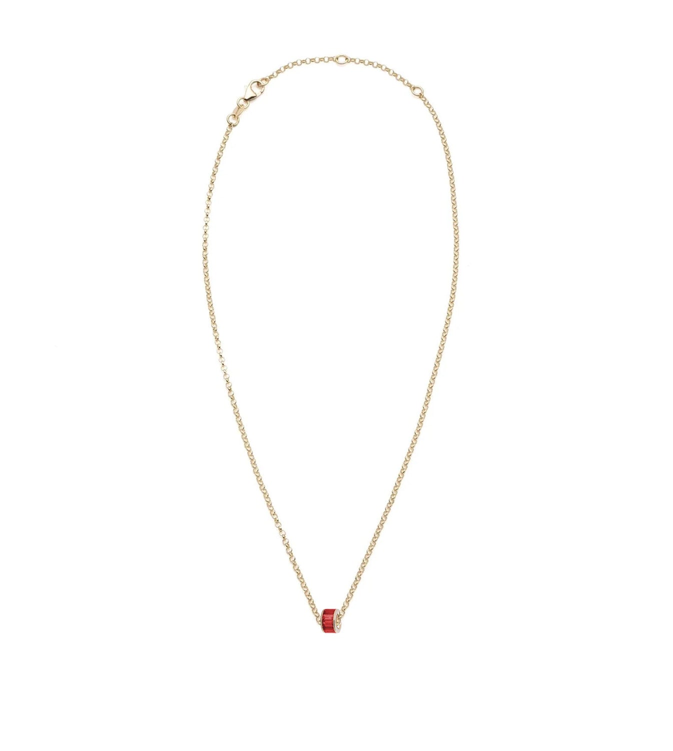 Baguette Ruby Heartbeat Fine Belcher Chain Necklace - Elegant Jewelry for Women, Perfect for Valentine's Day Gifts, Anniversaries & Romantic Occasions