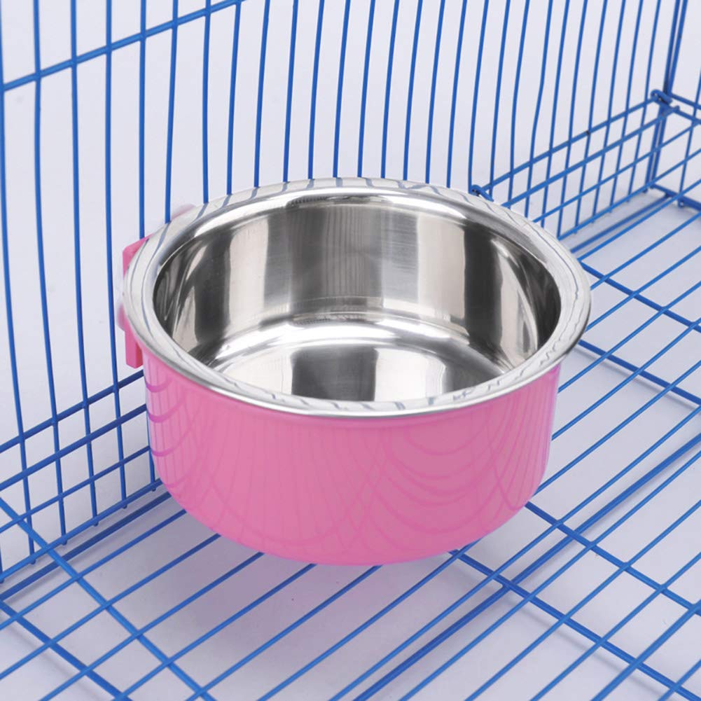 Stainless Steel Hanging Pet Bowl for Dogs, Cats, Puppies, Rabbits & Ferrets - Removable Round Feeder Cage, Pack of 2 (Blue, Green, Pink) - Perfect for Travel, Camping & Outdoor Use