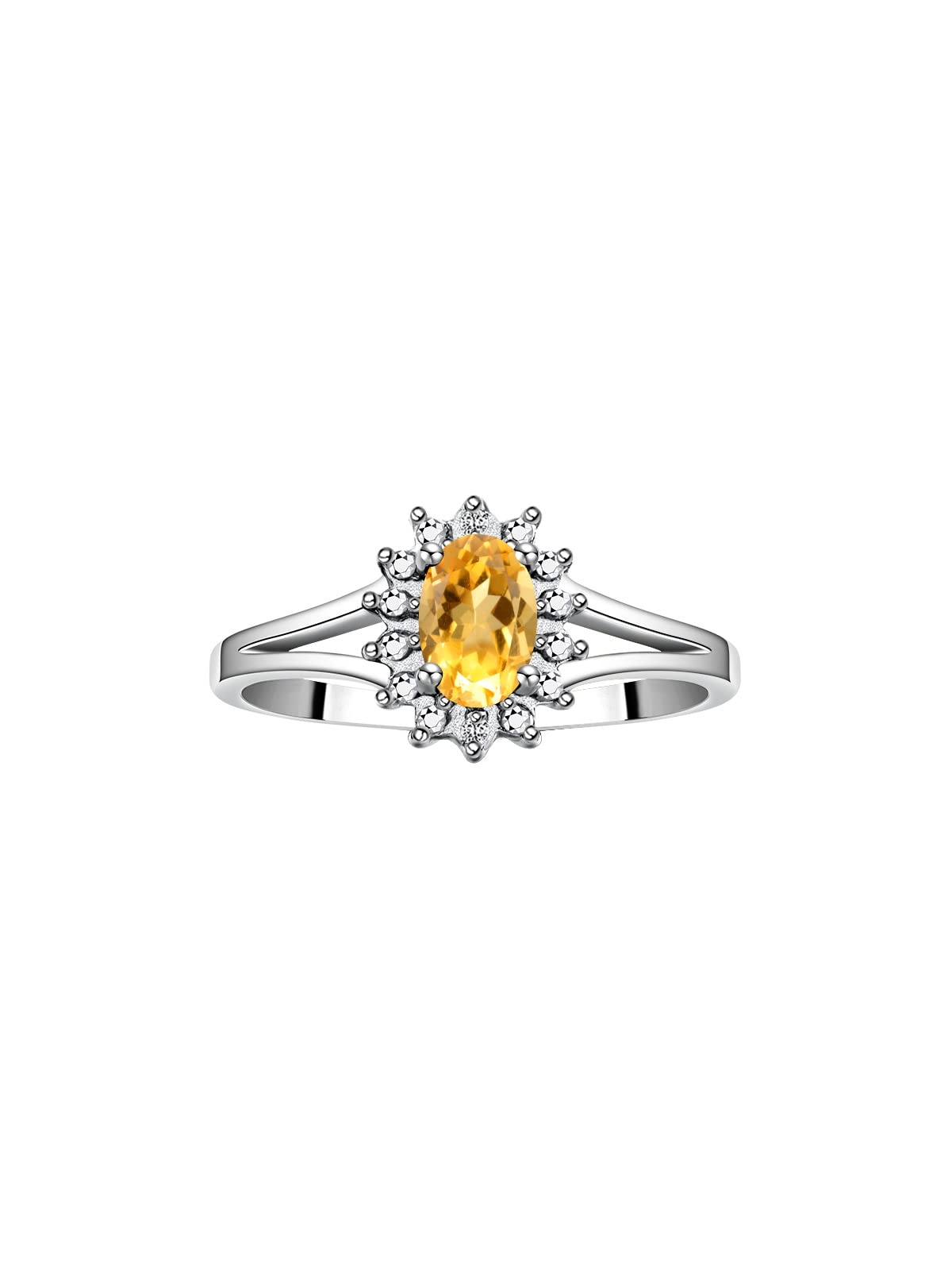 Rylos Halo Ring: 6X4MM Oval Diamond Birthstone Ring for Women in Sterling Silver (Sizes 5-10) - Elegant Gift for Anniversary, Engagement, Valentine's Day & Special Occasions