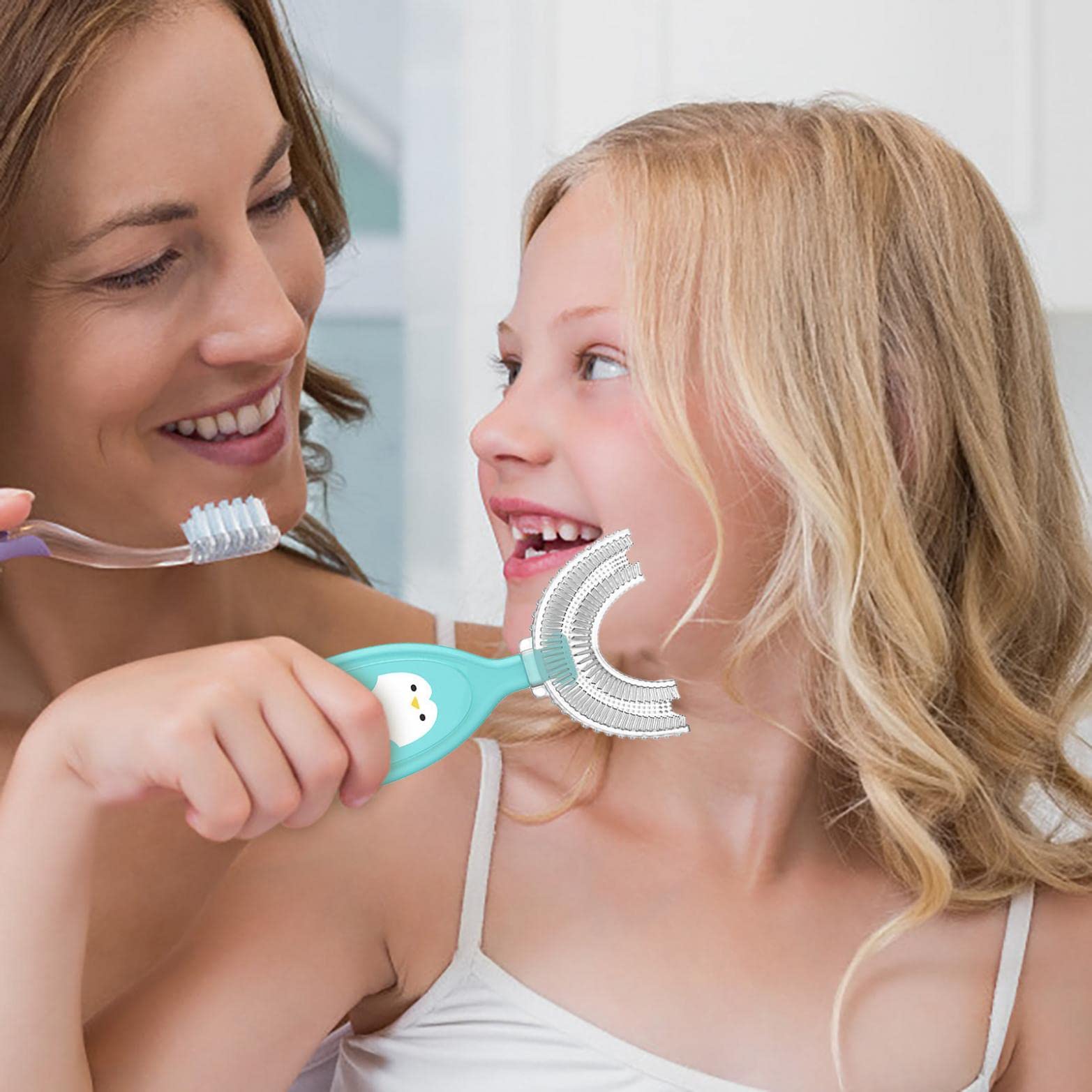 U-Shaped Kids Toothbrush with Soft Silicone Brush Heads - Gentle Teeth Whitening & Massage Tool for Children Ages 2-12 | Perfect for Morning & Nighttime Oral Care Routine