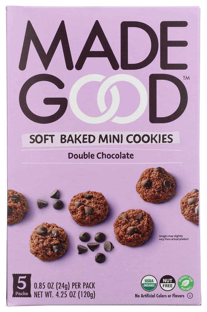 Organic MadeGood Double Chocolate Soft-Baked Cookies - 0.85oz Each, Gluten-Free & Vegan Snacks for Kids Lunch Box, School, Travel & Healthy On-The-Go Treats