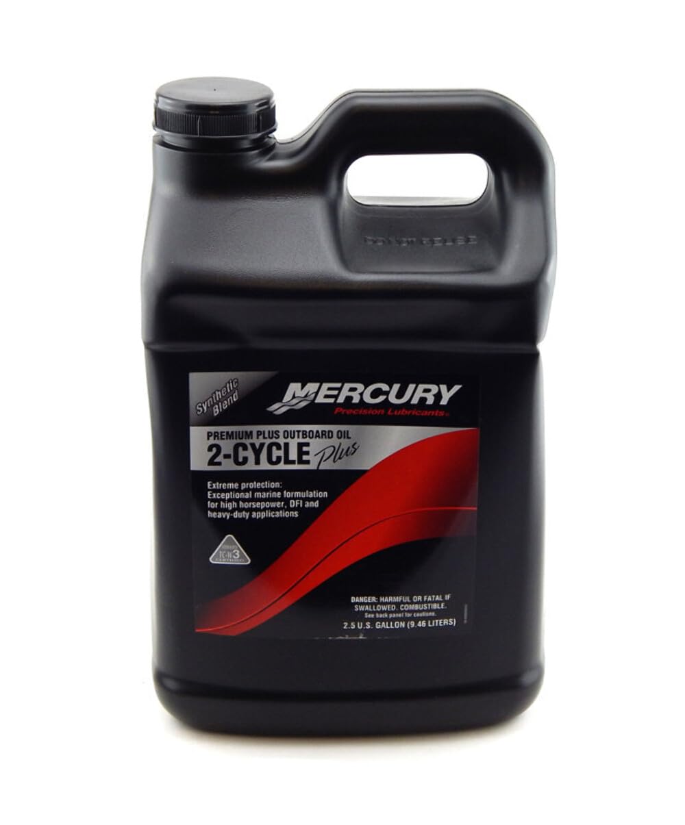 Premium Mercury Lubricants Plus Outboard Motor Oil - High Performance 2-Cycle Engine Oil for Boats, Marine & Watercraft - Ideal for Fishing, Cruising & Water Sports