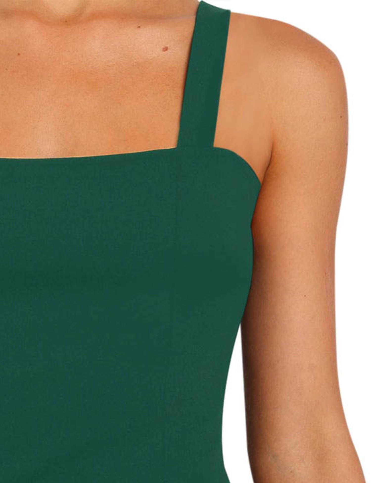 Relipop Women's Elegant Square Neck Sleeveless Midi Dress - Solid Color Formal Cocktail Dress with Side Slit for Wedding Guest, Summer Party & Special Occasions