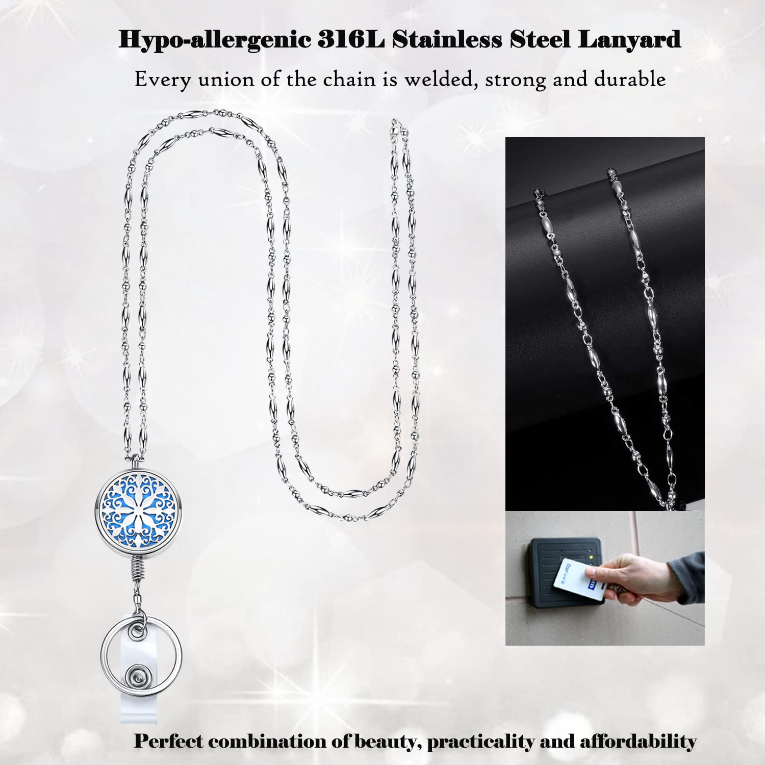 Retractable Lanyard ID Badge Holder - Strong Silver Chain for Work, Teacher, Nurse Accessories